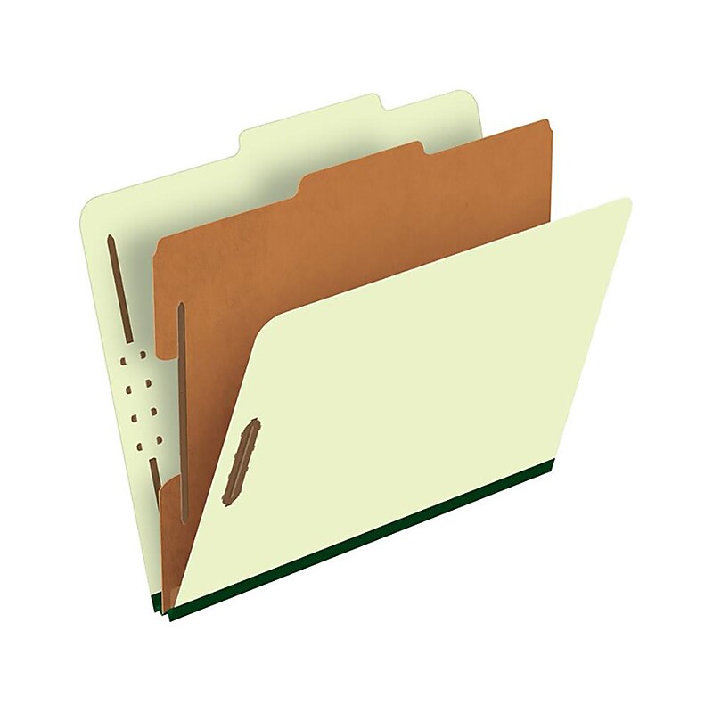 Pendaflex Reinforced Pressboard Classification Folder, 1-Dividers, 1 3/4" Expansion, Letter Size, Light Green, 10/Box (17172EE) image 1
