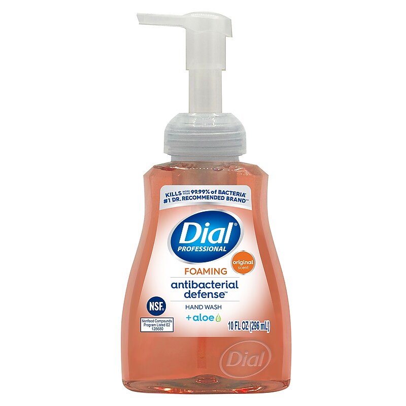 Dial Professional Antibacterial Defense with Aloe Foaming Hand Soap, Original Scent, 10 Fl. Oz., 8/Carton (1700035446) image 1