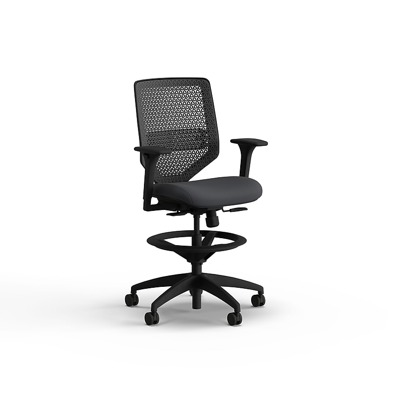 HON Solve ReActiv/Vinyl Task Stool with Backrest and Footrest, Charcoal/Basalt (HSLVSMR.Y1.A.H.0S.SX23.BL.SB.T) image 1