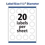 Avery Laser/Inkjet Round Multipurpose Labels, 1.5" Dia, Glossy White ...