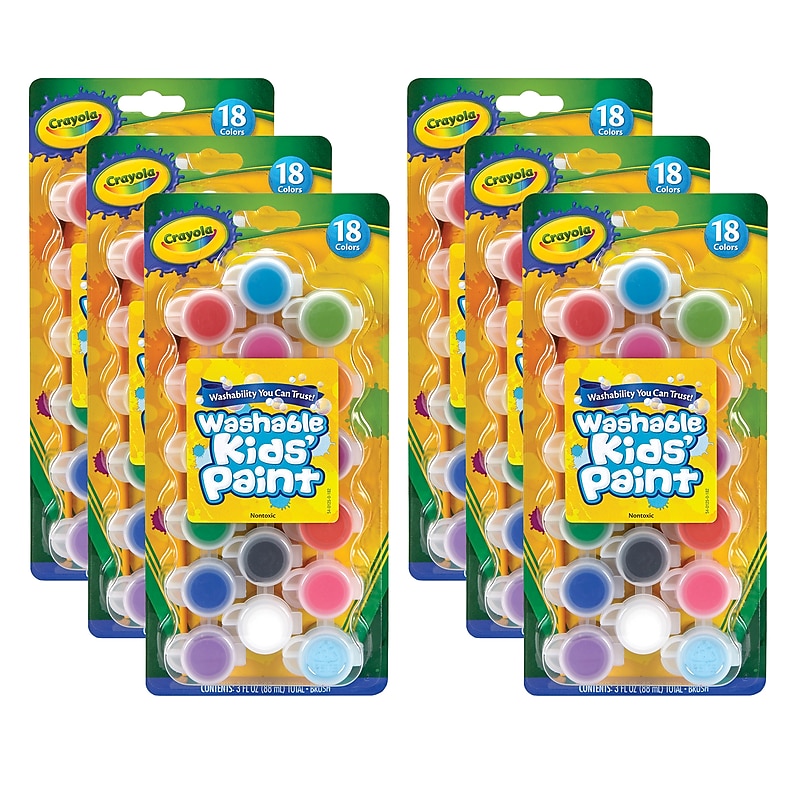 Crayola Washable Kids Paint Set & Paintbrush, Asorted Colors, 6 Sets/Bundle (BIN540125-6) image 1