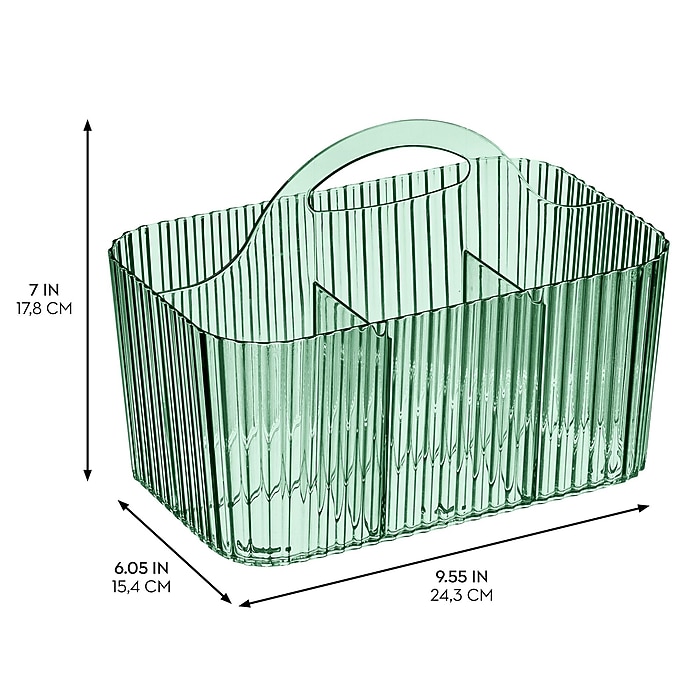 mDesign 4-Section Plastic Desktop Caddy Organizer with Handle