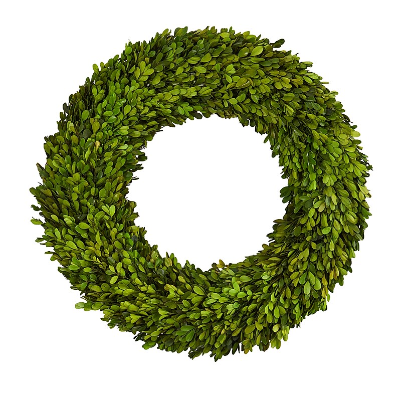 Nearly Natural 24-in Preserved Boxwood Wreath (4375) image 1