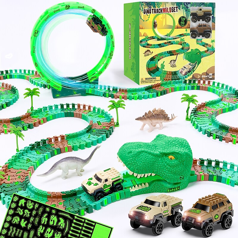 JITTERYGIT Dino Wild Race Track Site Toy Set, 177 Pieces/Pack (DINO-TRACK-GID-JOURNEY-SET - GREEN) image 1