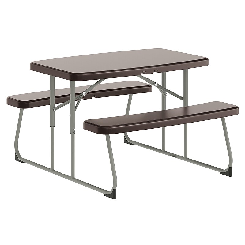 Flash Furniture Paige 37.5" x 32.625" Picnic Folding Table, Brown (RBEBB2432FD2BR) image 1