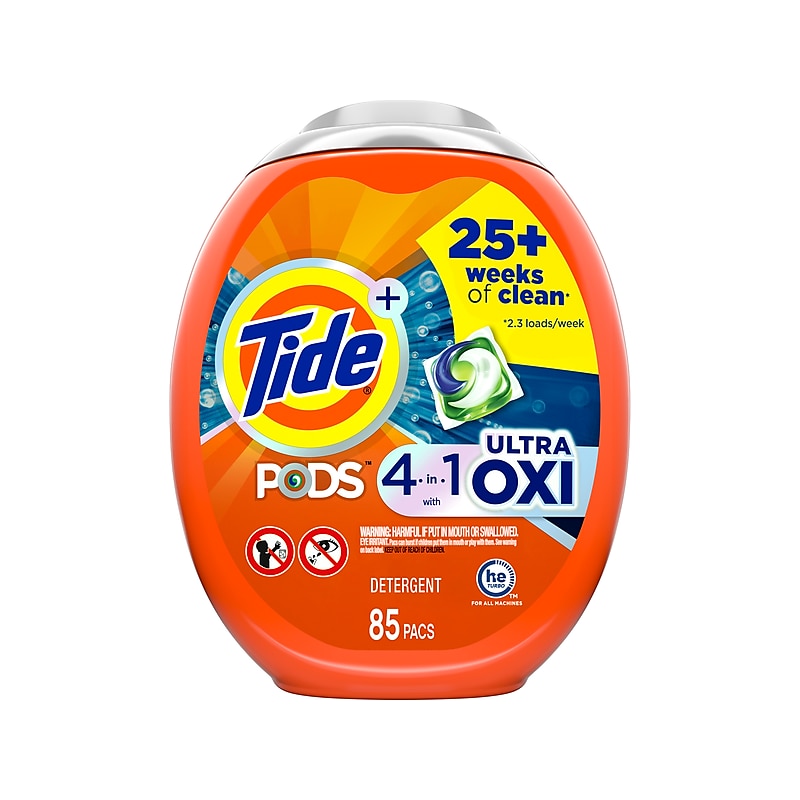 Tide PODS Ultra Oxi Laundry Detergent Capsules, 85 Capsules/Pack (03621) image 1