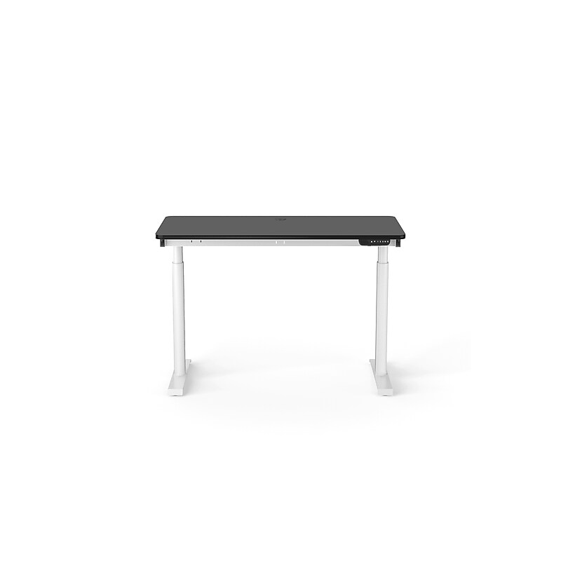 VersaDesk PowerLift 48"W Electric Rectangular Adjustable Standing Desk, Black/White (PLSDR4824-WB-APP) image 1