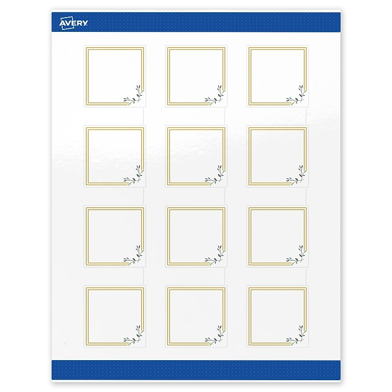 Avery Laser/Inkjet Square Multipurpose Labels, 2" x 2", White, 120/Pack (S00-DMS) image 1