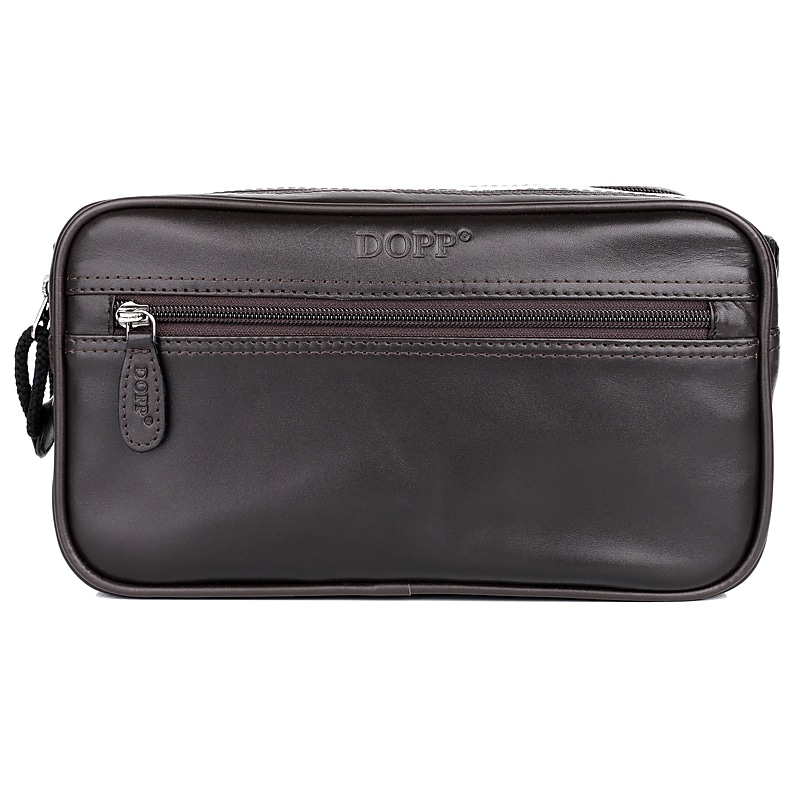 DOPP First Class Seasoned Traveler 10.25" Leather Toiletry Bag, Water Resistant, Brown (06947D.BR) image 1