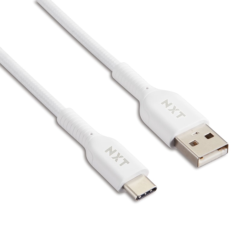 NXT Technologies™ 6 Ft. Braided USB-C to USB-A Cable, White (NX60472) image 1
