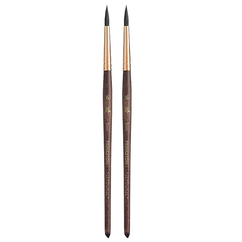 Princeton Neptune Short Handle Watercolor Synthetic Round Brush, 2/Pack (PBXP4750R6-2) image 1