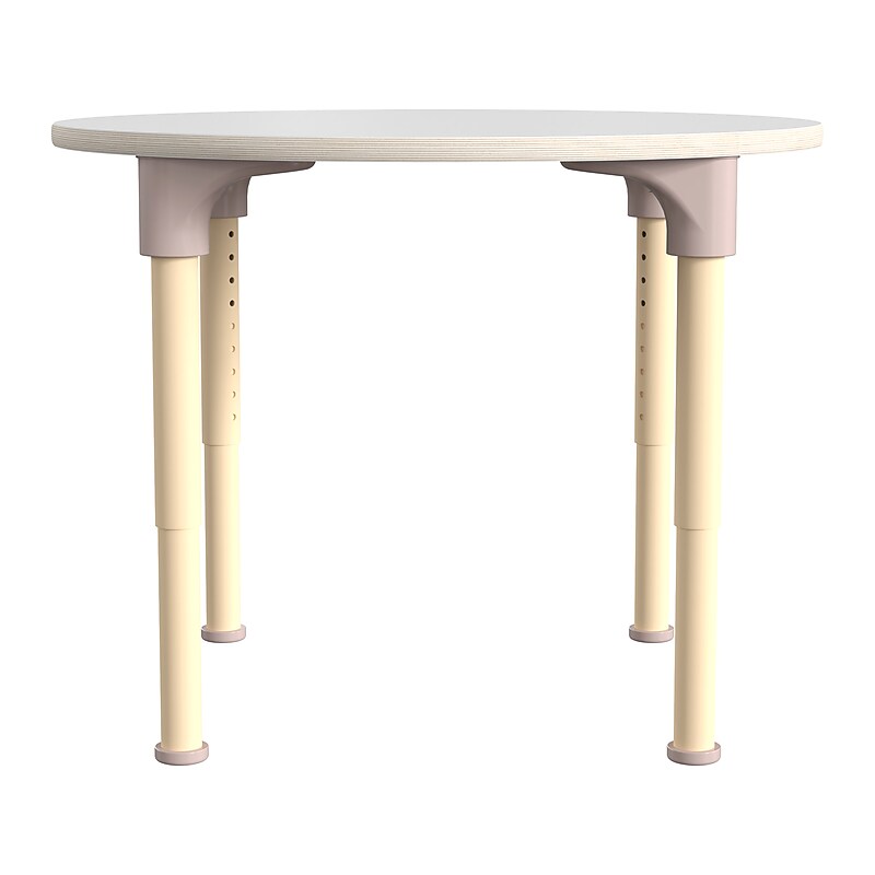 Flash Furniture Bright Beginnings Hercules 33" Round Table, Height Adjustable, White/Beech (MK-ME088022-GG) image 1