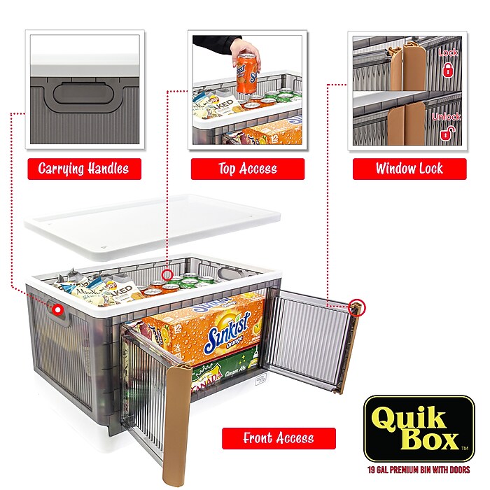 Dbest Quik Box Premium Large Stackable Folding Plastic Storage Bin