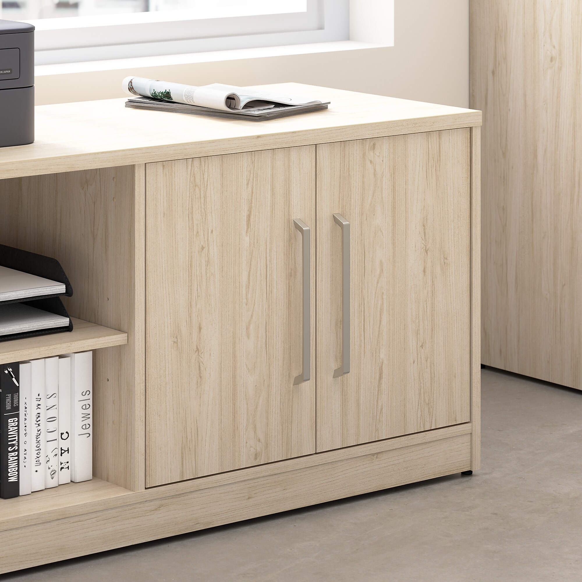 Bush Business Furniture Vista Low Storage Cabinet with Doors and Shelves, Natural Elm (VSS160NE) Sansujyuku sansujyuku.com