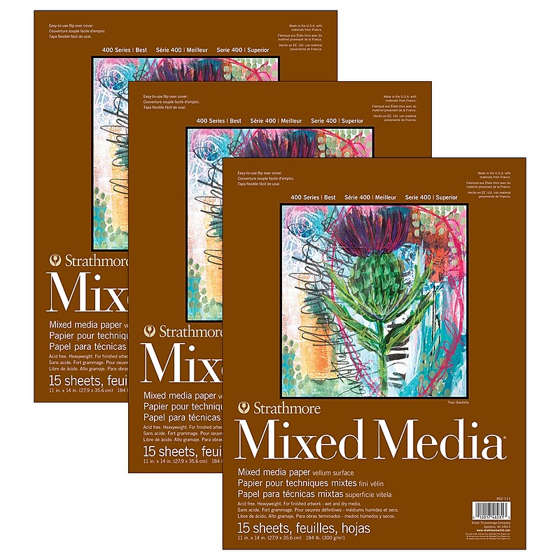 Strathmore 400 Series 11" x 14" Mixed Media Sketch Pad, 15 Sheets/Pad, 3/Bundle (STTP46211103-3) image 1