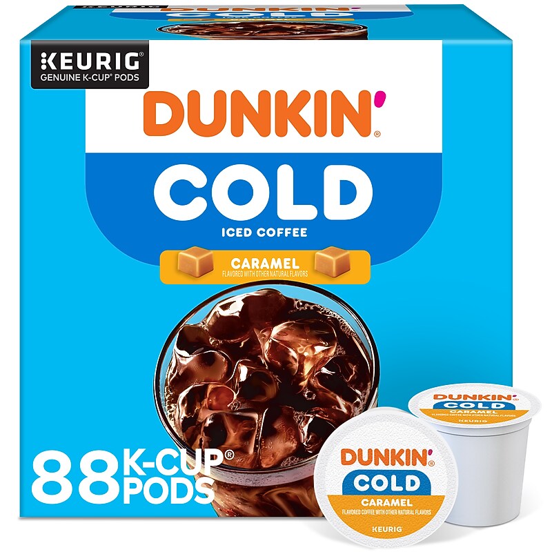 Dunkin' Cold Caramel Iced Coffee Keurig® K-Cup® Pods, Medium Dark Roast, 88/Carton (5000375314CT) image 1