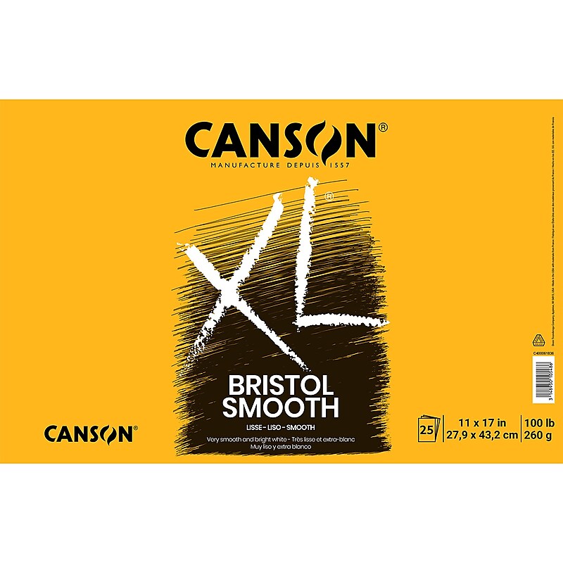 Canson XL Series 11" x 17" Bristol Sketch Pad, 25 Sheets/Pad (MCXC400061836) image 1