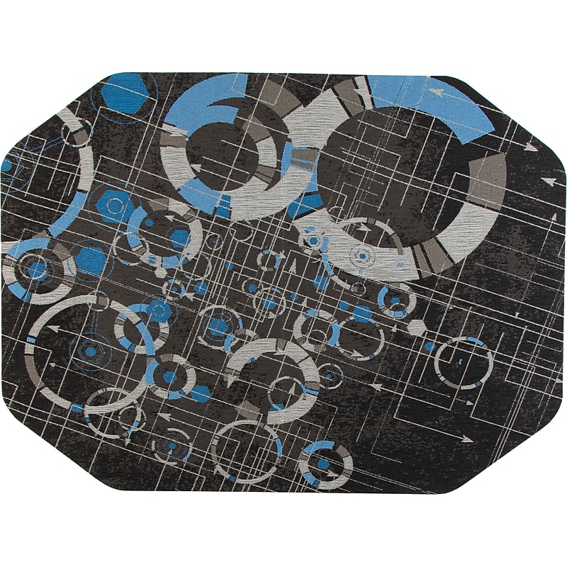 Anji Mountain Rug'd Refracted Carpet & Hard Floor Chair Mat, 36" x 48", Gray/Blue (AMB9112) image 1