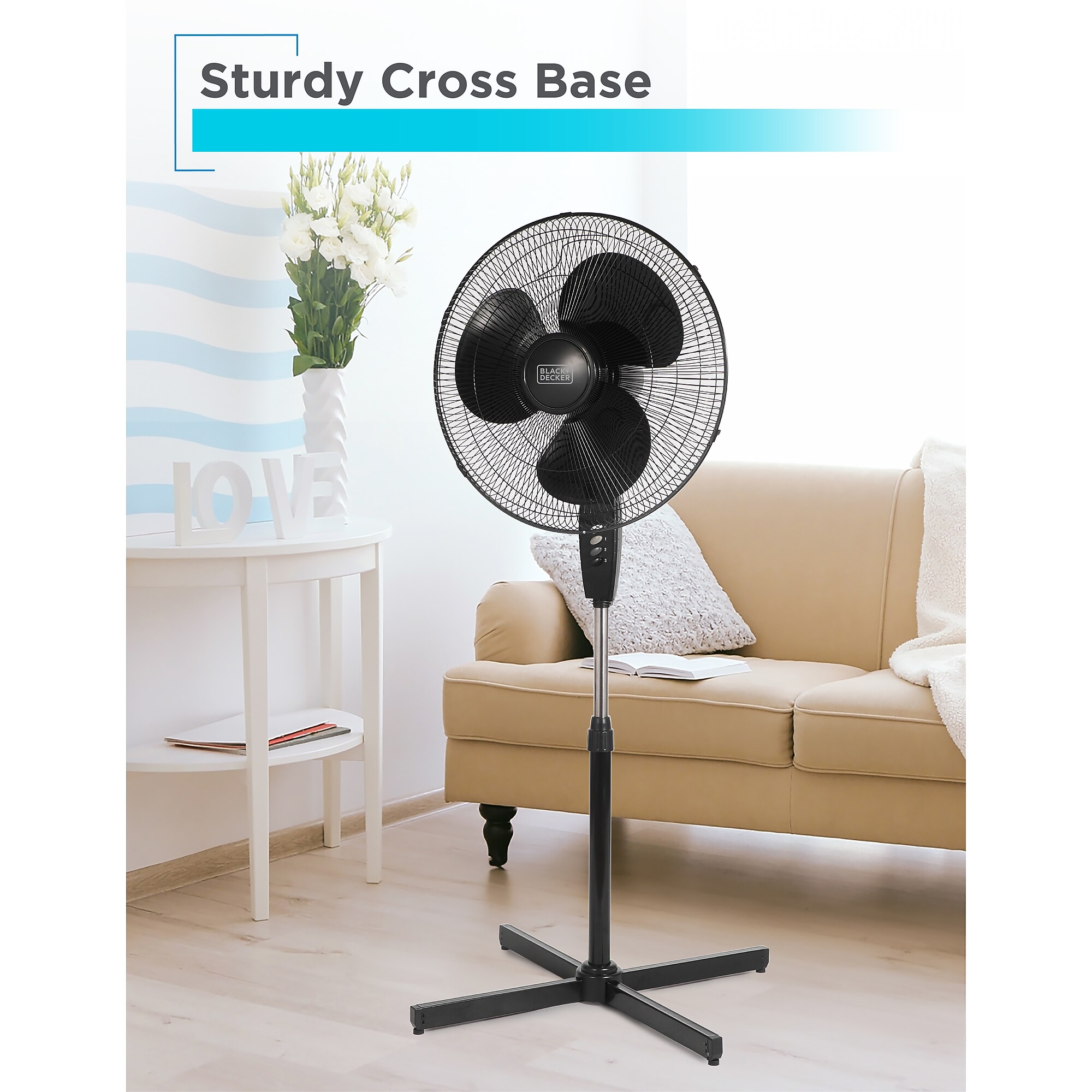Black & Decker 18″ Oscillating Pedestal Fan, 3-Speed, Black (BFP18SXB) Sansujyuku sansujyuku.com