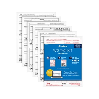 Adams 2022 W-2 Tax Form, White, 50/Pack (STAX650W-22)