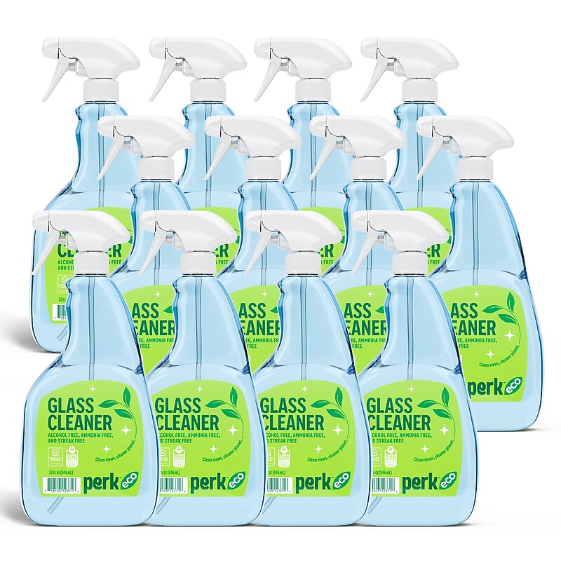 Perk Eco Glass Cleaning Spray, Citrus, 32 oz., 12/Carton (PK611032-ACT) image 1