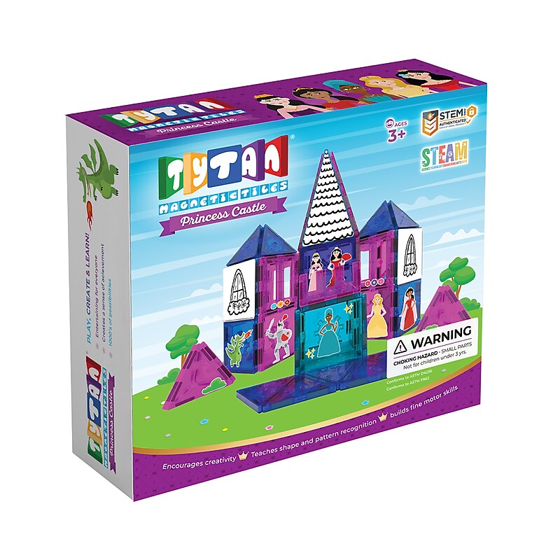 Tytan Toys Princess Castle Magnetic Tiles & Building Blocks, 60 Pieces (ACTYT024) image 1