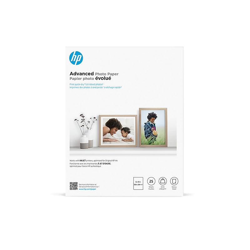 HP Advanced Photo Paper, Glossy, 8" x 10", 25 Sheets/Pack (6J777A) image 1