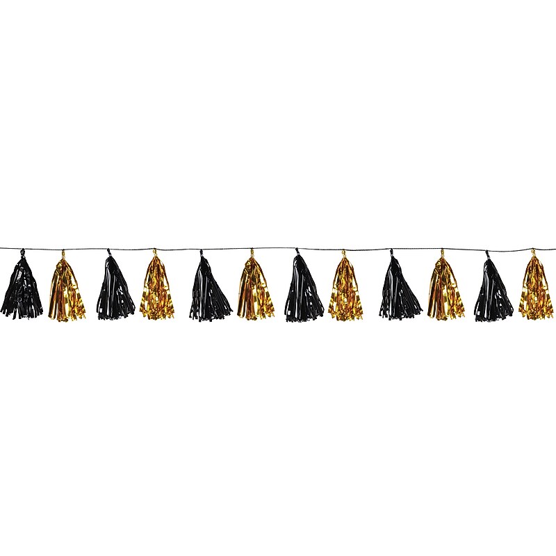 Beistle Metallic Tassel Garland Party, Black/Gold, 2/Pack (59927-BKGD) image 1