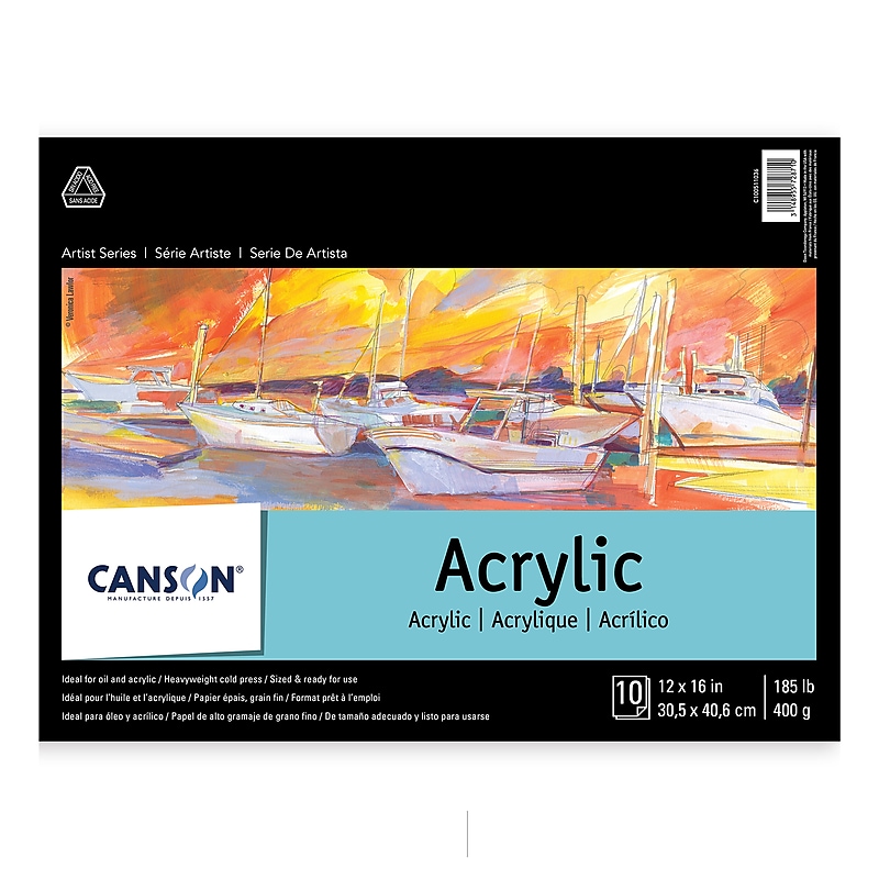 Canson Artist Series 16" x 12" Acrylic Sketch Pad, 10 Sheets/Pad (MCXC100511036) image 1