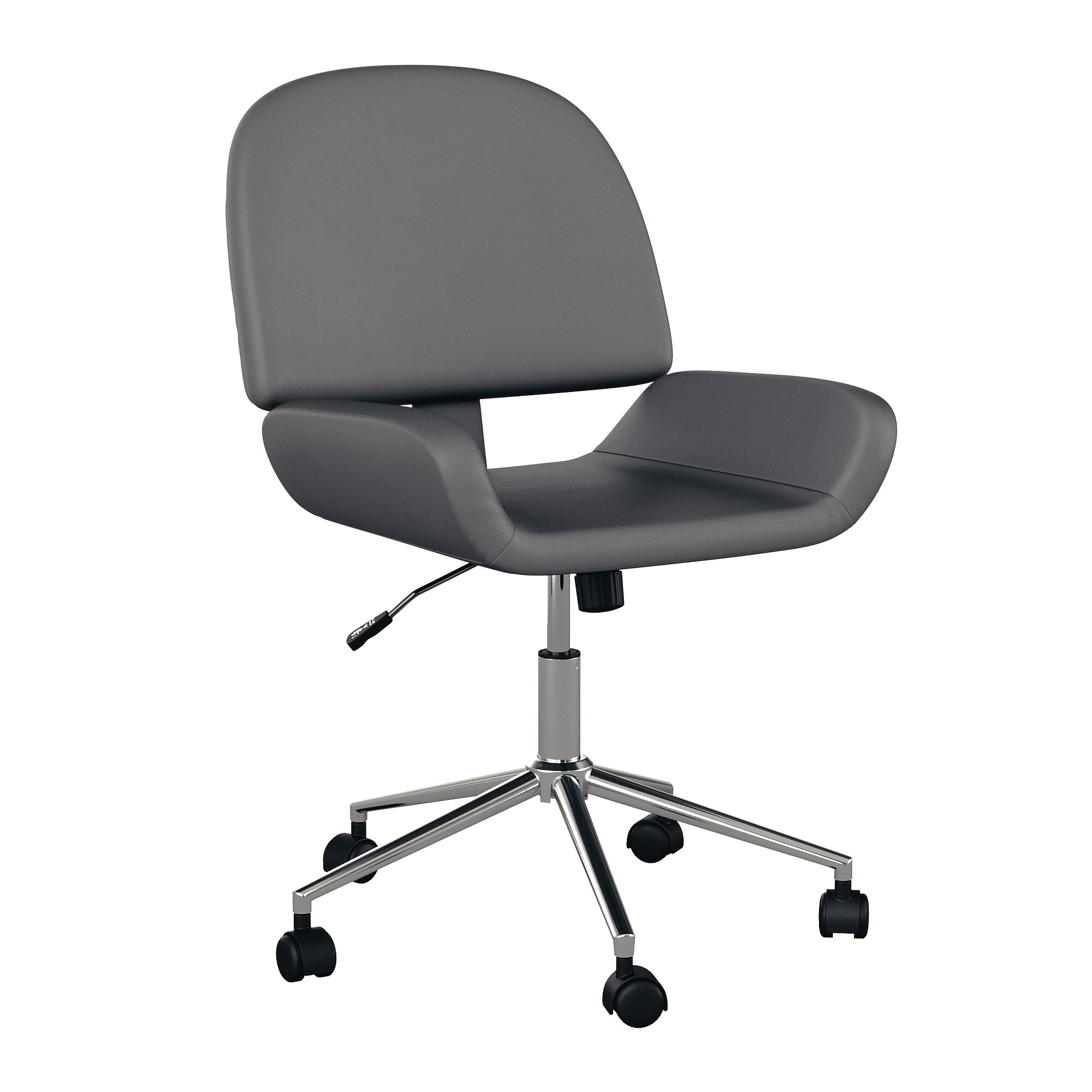 Martha Stewart Tyla Armless Faux Leather Swivel Executive Chair, Gray/Polished Nickel (CH2209215GY) Sansujyuku sansujyuku.com