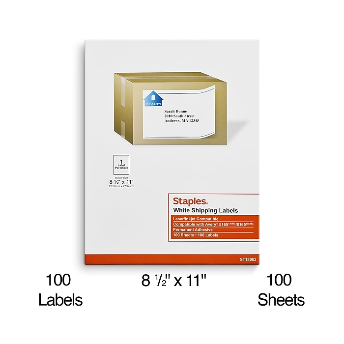 Staples Shipping Labels, 8.5