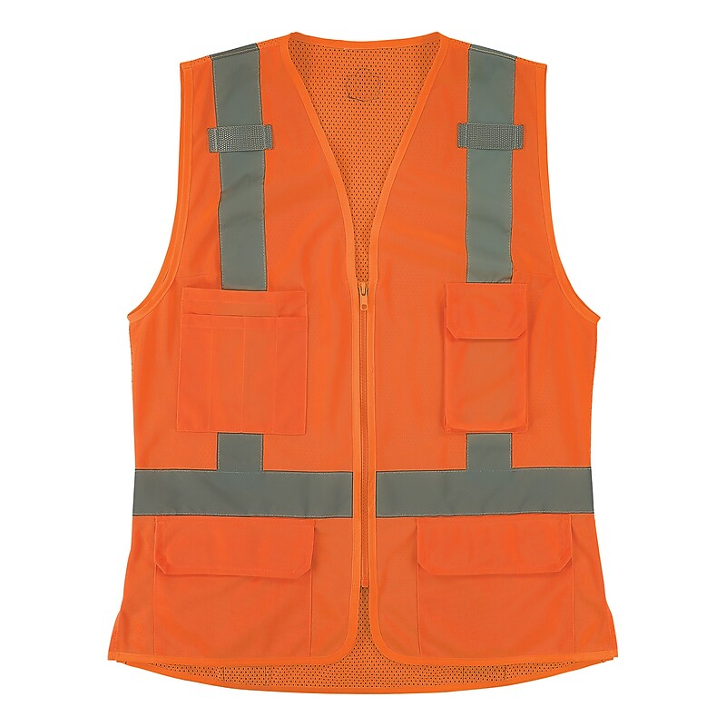 Ergodyne GloWear 8247ZW-S High Visibility Women’s Surveyor Vest, ANSI Class R2 Orange, Medium (22473) image 1