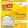 Glad ForceFlex Tall 13 Gallon Drawstring Commercial Trash Bag, Low Density, .6 mil, White, 100 Total Bags (CLO78526)~#|#~C1BAC793-E022-41FB-A09526E80B3D4E24_sc7