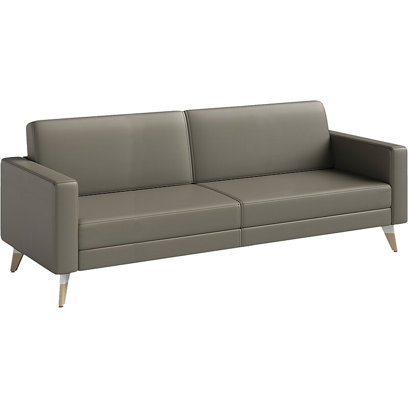 Safco Resi 77" Vinyl Lounge Sofa, Gray (1730RESFEET4PKGR) image 1
