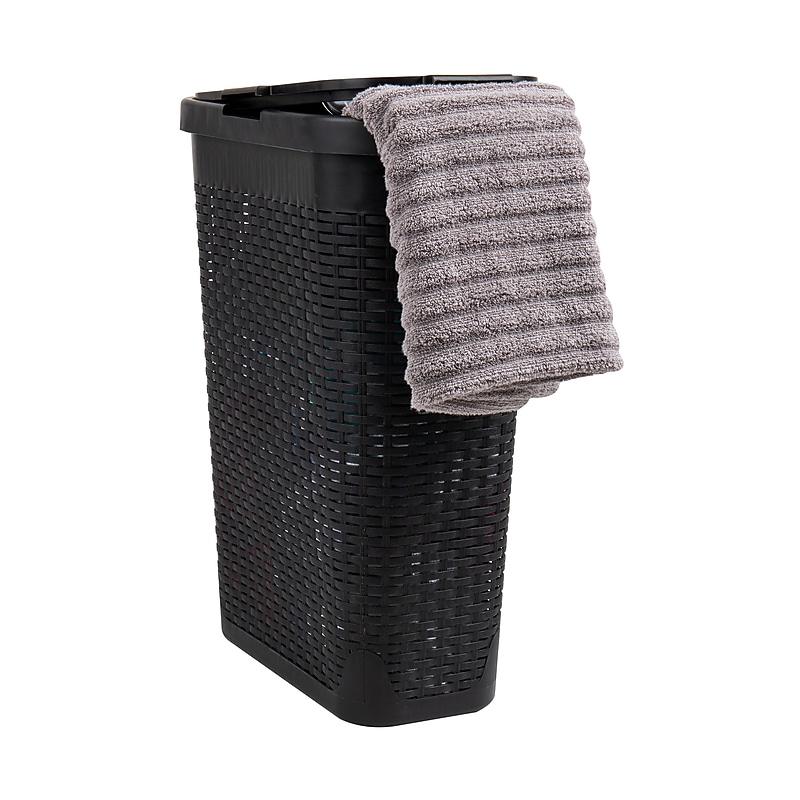 Mind Reader 10.57-Gallon Laundry Hamper with Lid, Plastic, Black (40HAMP-BLK) image 1