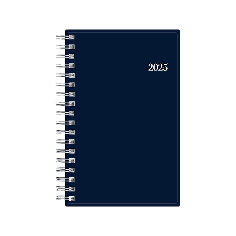 2025 Blue Sky 3.63" x 6.13" Weekly & Monthly Planner, Plastic Cover, Navy Blue (148395) image 1