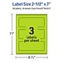 Avery Printable Rectangle Multipurpose Labels, 2.5" x 7", Bright Green, 30/Pack (94247)~#|#~C1D668FA-53CE-497D-A4D25629A0D8CD24_sc7