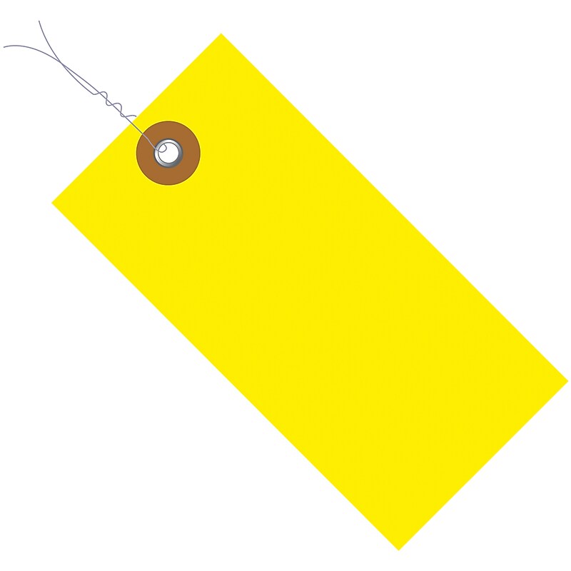 Pre-Wired Shipping Tags, #8 6 1/4" x 3 1/8", Yellow, 100/Pack (G14083B) image 1