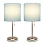 Creekwood Home Oslo Duo 19.5" LED Table Lamp with USB Port, Brushed Steel/Aqua Shade, 2/Set (CWT-2012-AU-2PK)~#|#~C1E0E91D-6112-4C16-9793F2C3429F7D1A_sc7