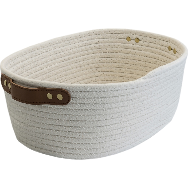 Martha Stewart Fabric Basket with Handles, Cream (MS111C) image 1