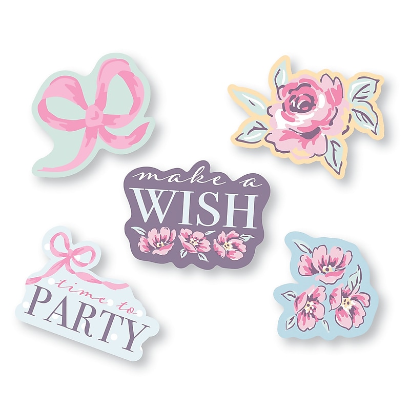 Party City Ribbons and Roses 5-Piece Vinyl Stickers (AM200100142-PC) image 1