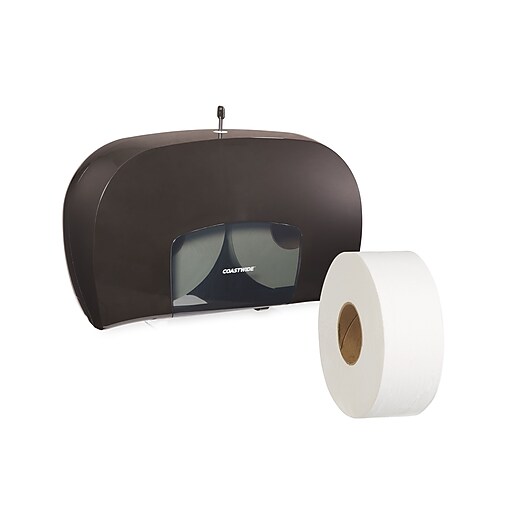 Coastwide Professional™ Twin Jumbo Roll Toilet Paper Dispenser, Black