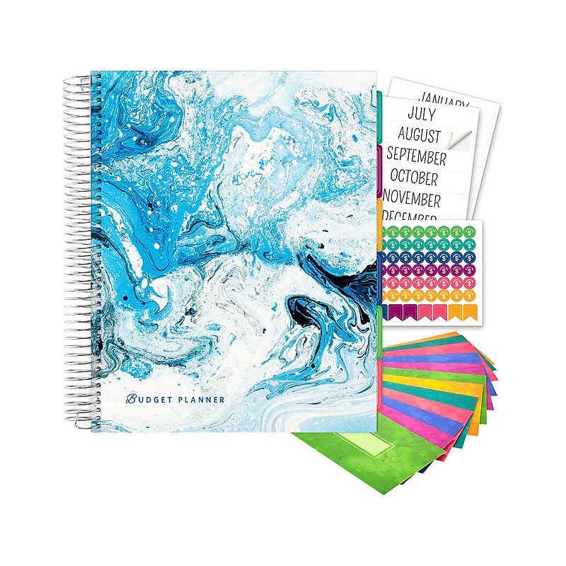 Global Printed Products 8.5" x 11" Budget Planner & Monthly Bill Organizer, Paperboard Cover, Blue/White (GPP-0073B) image 1