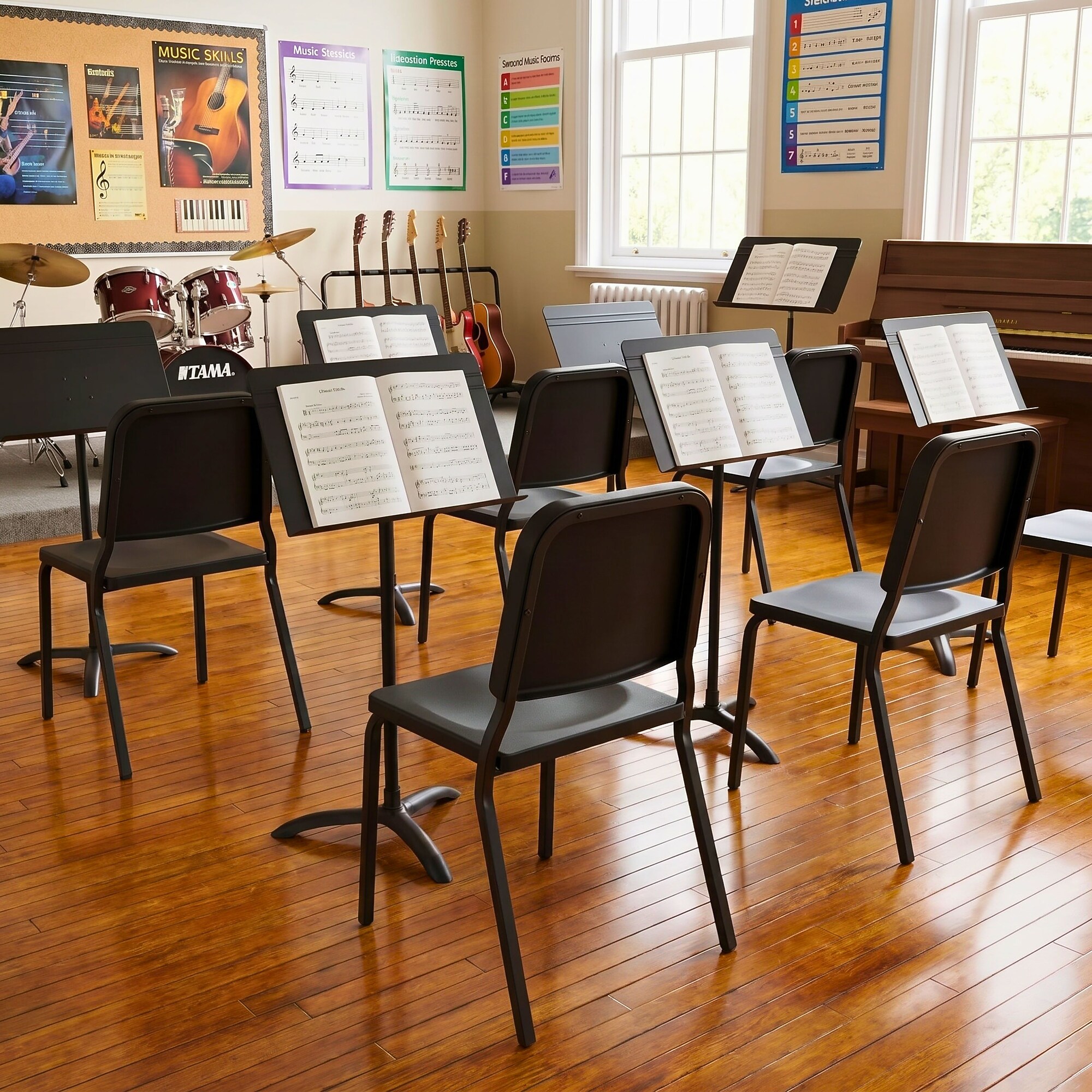 Flash Furniture HERCULES Series Plastic Stackable Melody Band/Music Chair, Black (HFMUSIC) Sansujyuku sansujyuku.com