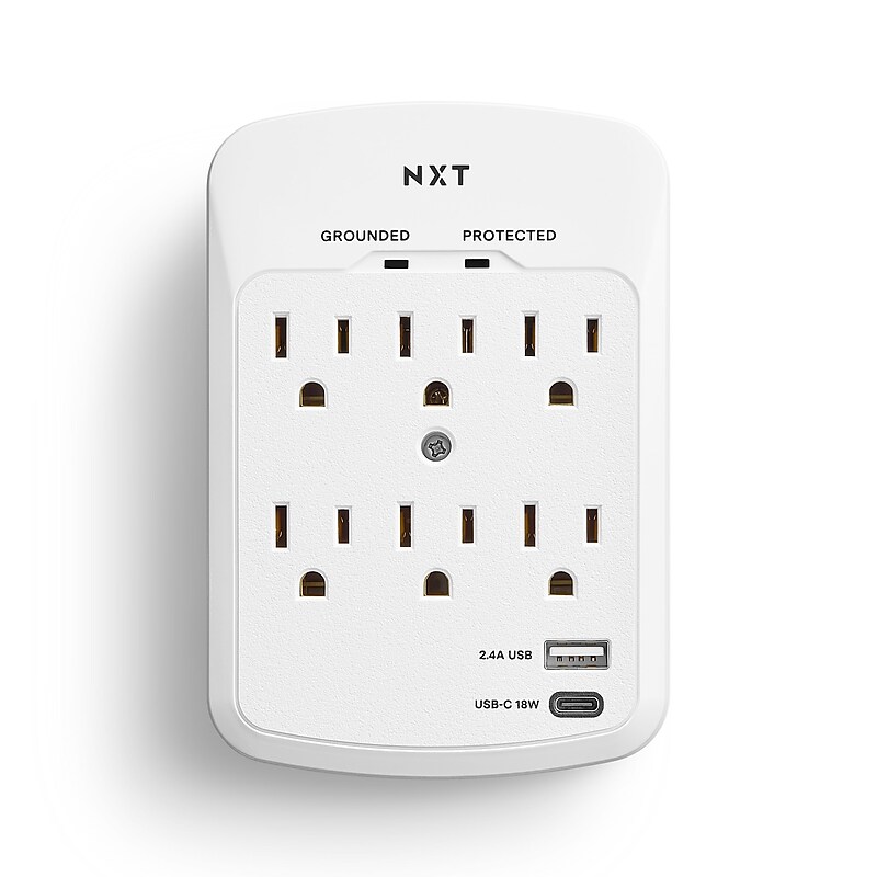 NXT Technologies™ 6-Outlet Plus USB Outlet Surge Protector, 900 Joules (NX61427) image 1