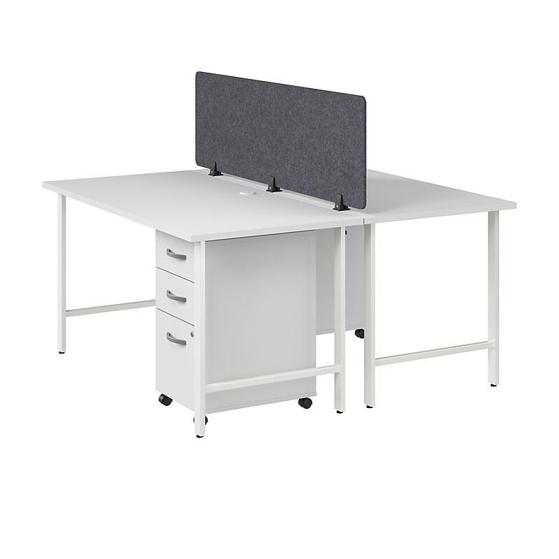 Bush Business Furniture Hustle 30"H x 60"W 2 Person Back to Back Cubicle Workstation, White (HUS014WHSU) image 1