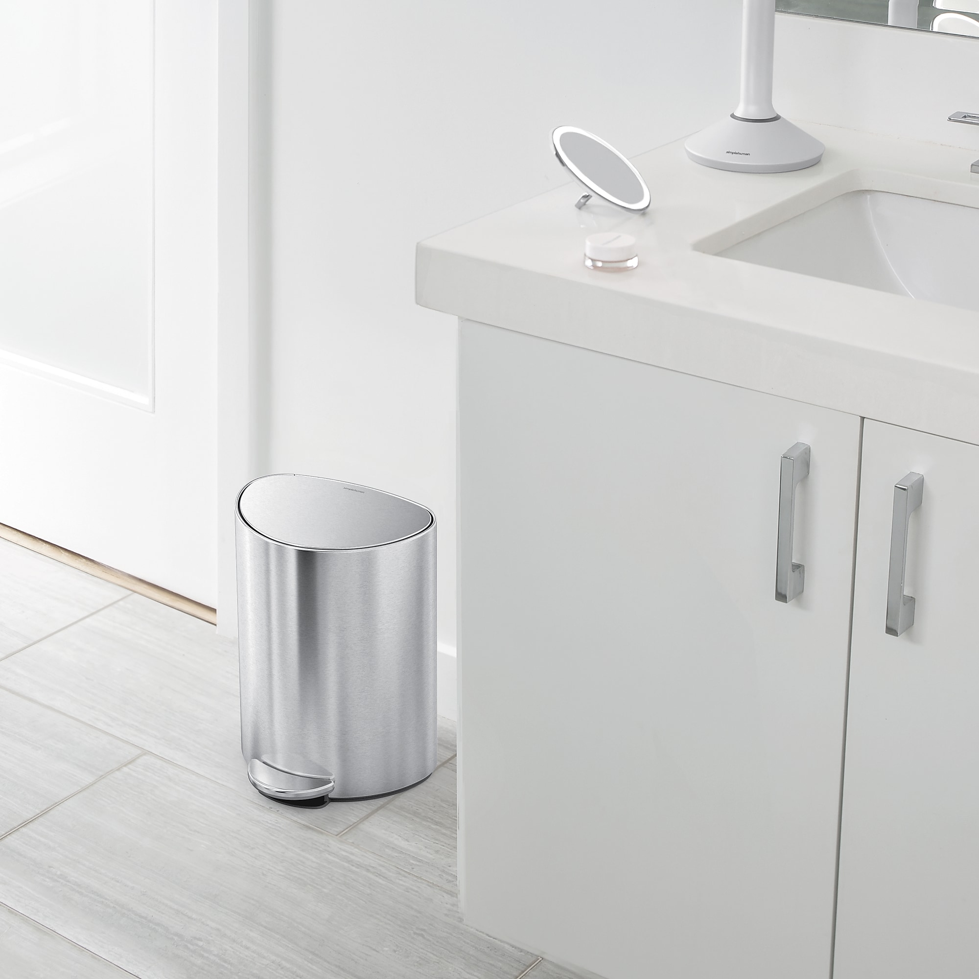 simplehuman Semi-Round Mini Stainless Steel Step Trash Can, 1.6 Gallon (CW2106) Sansujyuku sansujyuku.com