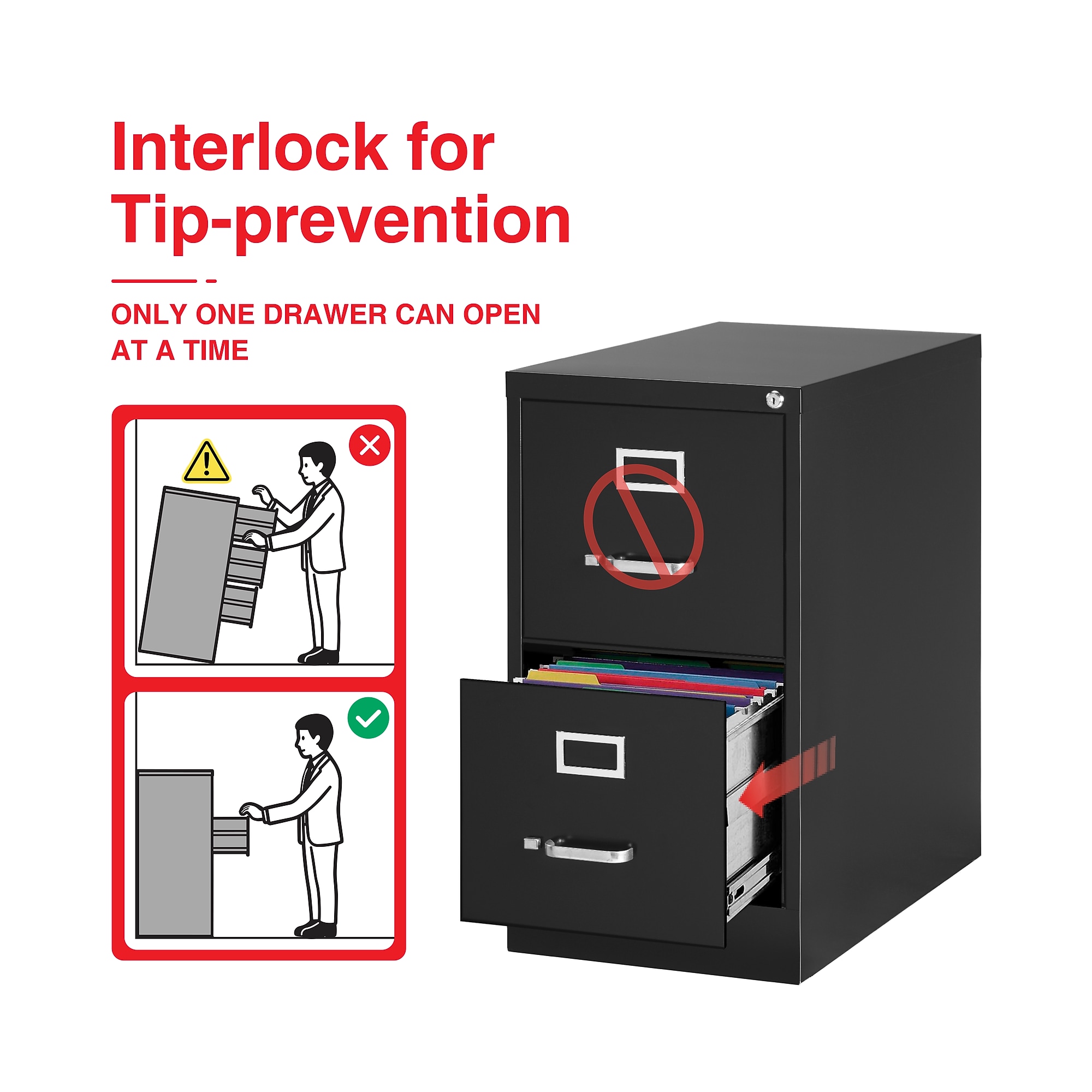Staples Heavy Duty 2 Drawer Vertical File Cabinet, Letter Size Documents, 26.5″ D x 15″ W x 28″ H, Black Sansujyuku sansujyuku.com