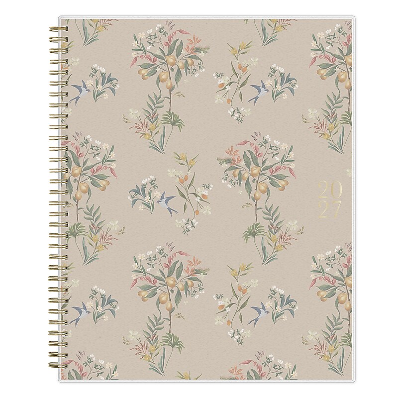 2027 Blue Sky Bespoke Letterpress Pears & Bluebirds 8.5" x 11" Calendar Year Weekly & Monthly Standard Planner, Plastic Cover image 1