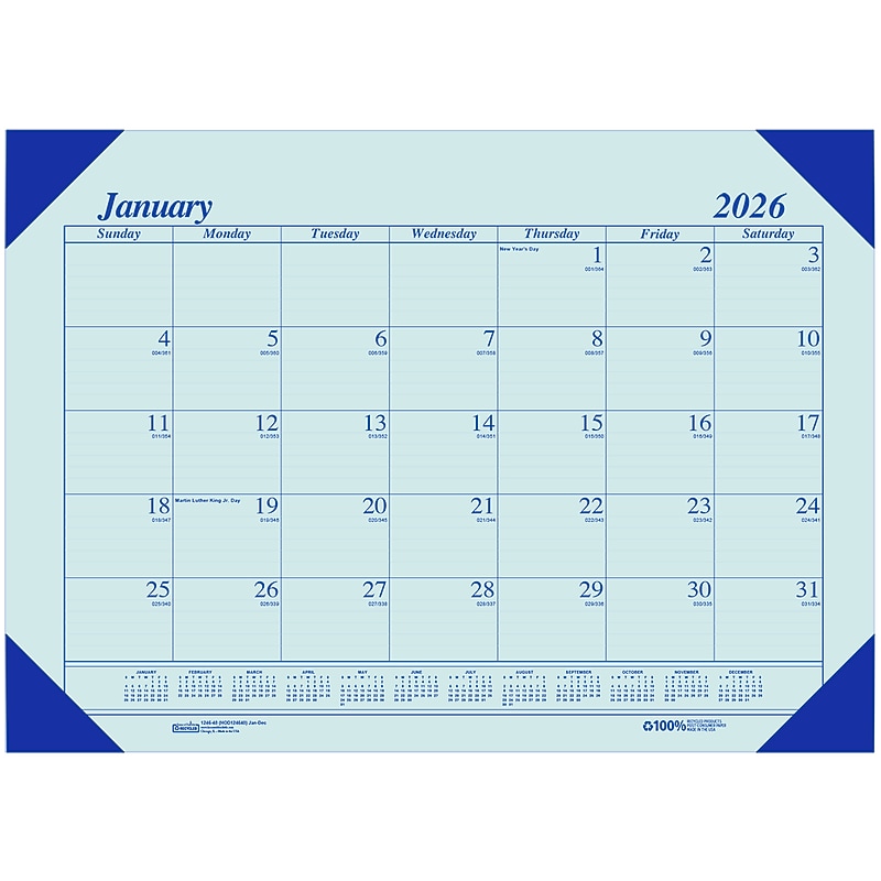 2026 House of Doolittle EcoTones 22" x 17" Monthly Desk Pad Calendar, Blue (12440-26) image 1